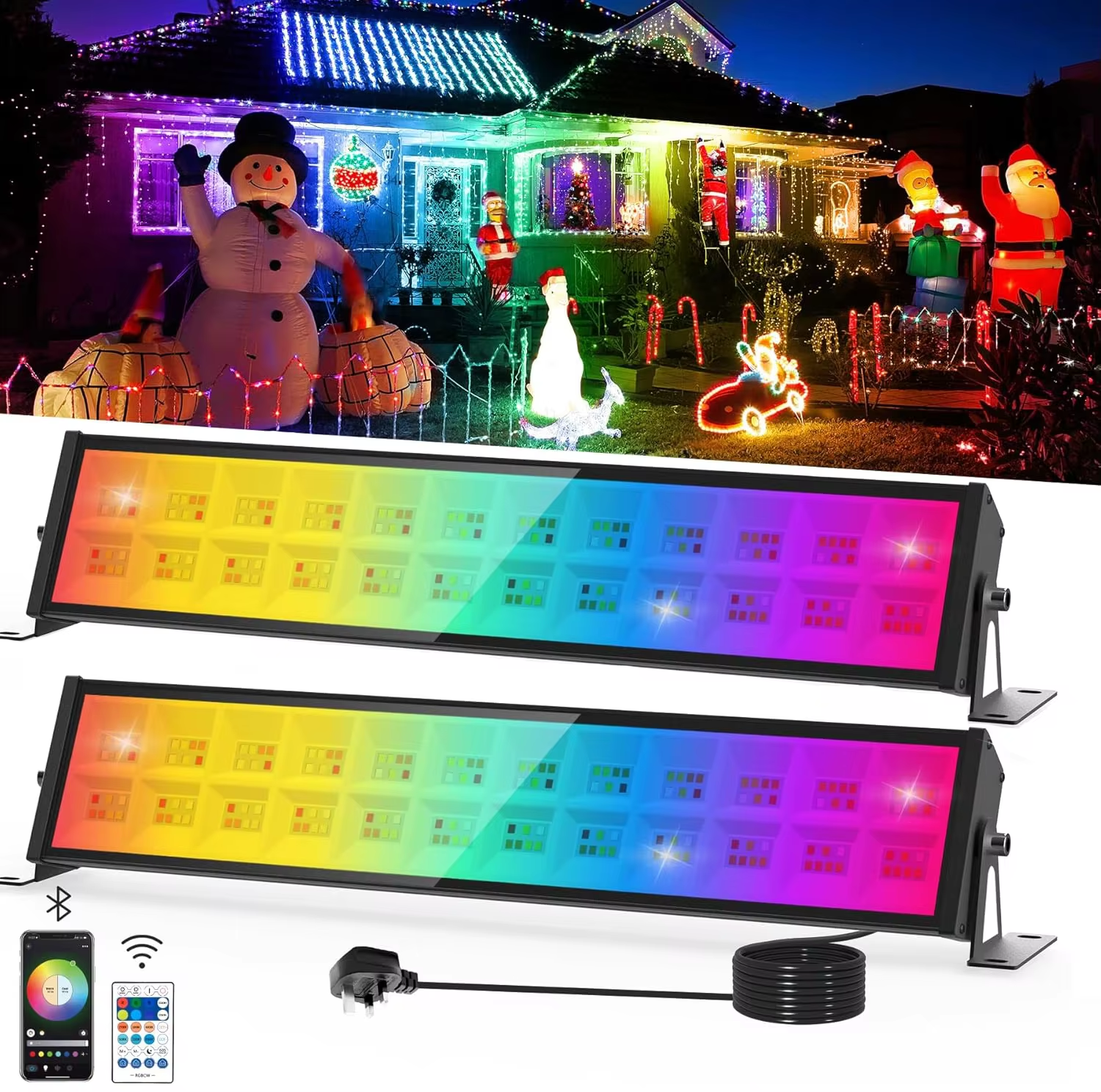 Smart Garden Lights Uk - 72W RGB LED Floodlight Bar With