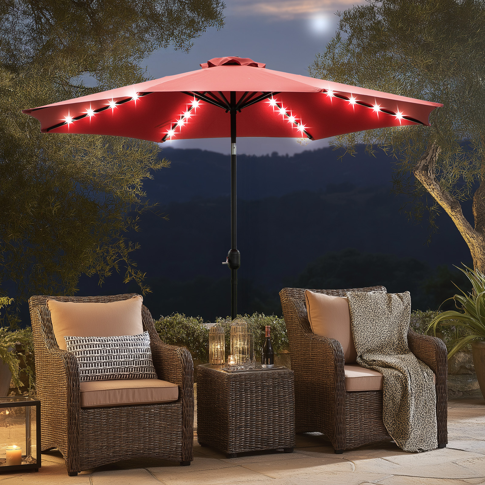JHK 10FT Solar Patio Umbrella  - đánh giá và giá Smart Garden Umbrella