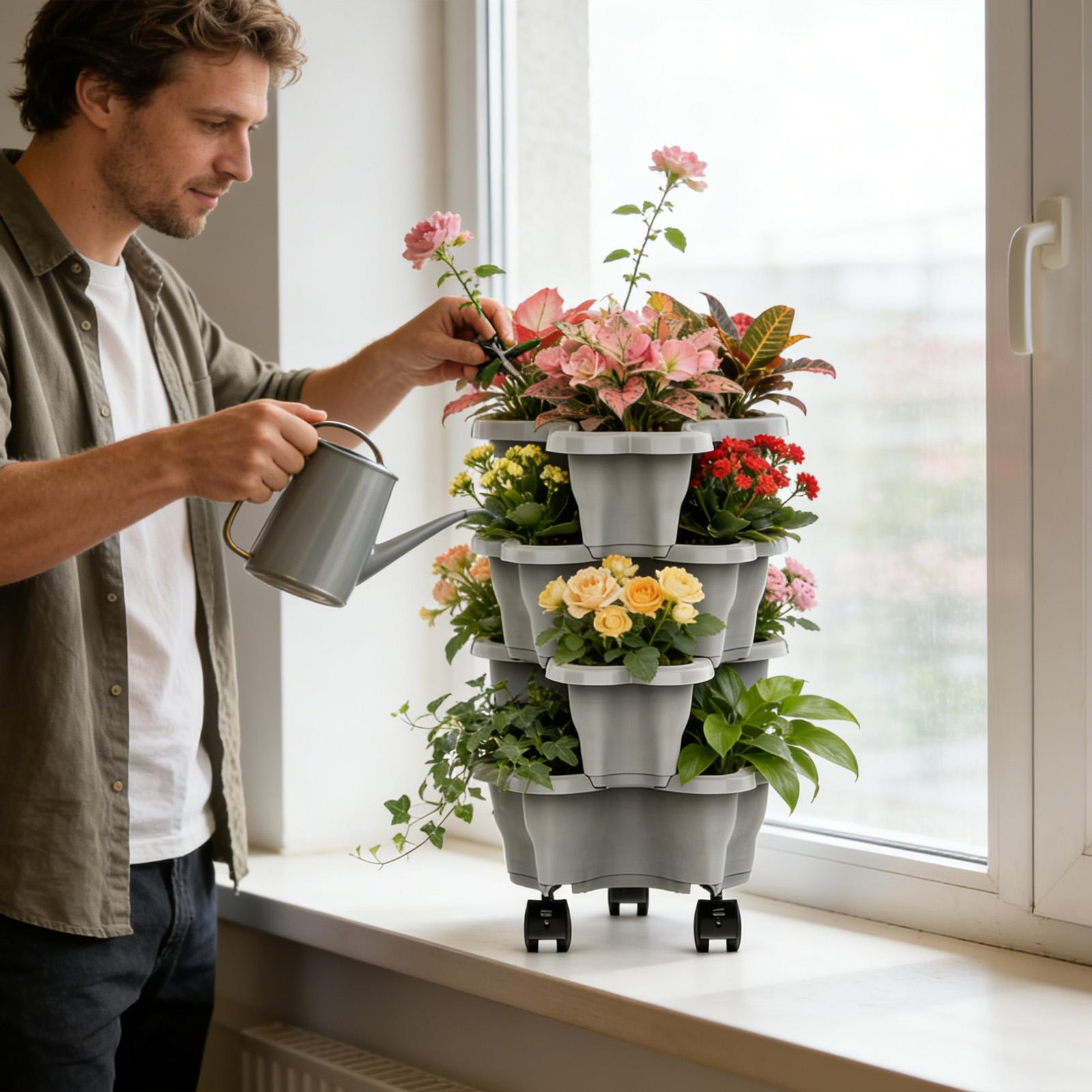 Multi-layer Plastic Flower Pot - đánh giá và giá Vertical Planter Tower