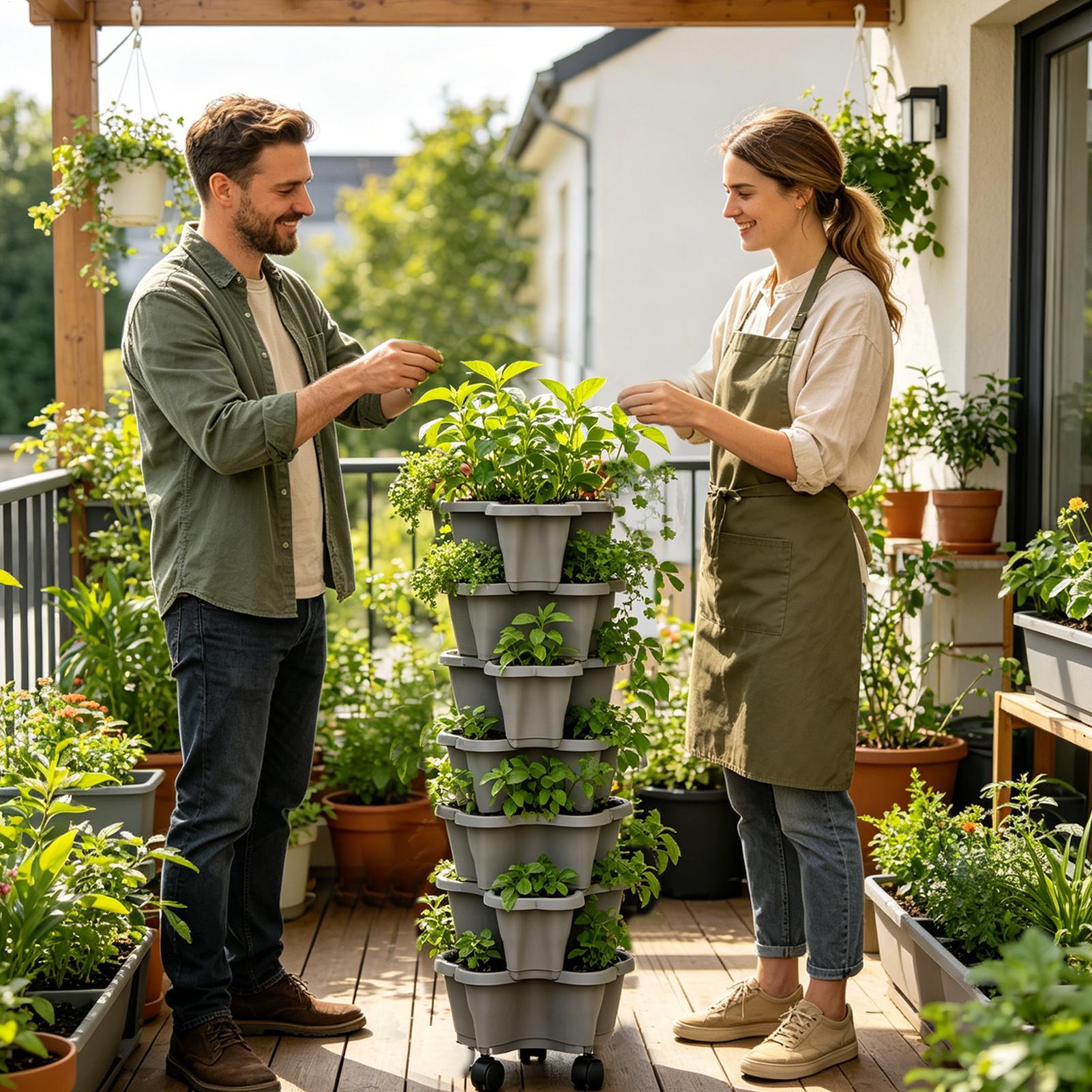 New Vertical Tower Stackable F - đánh giá và giá Vertical Planter Tower