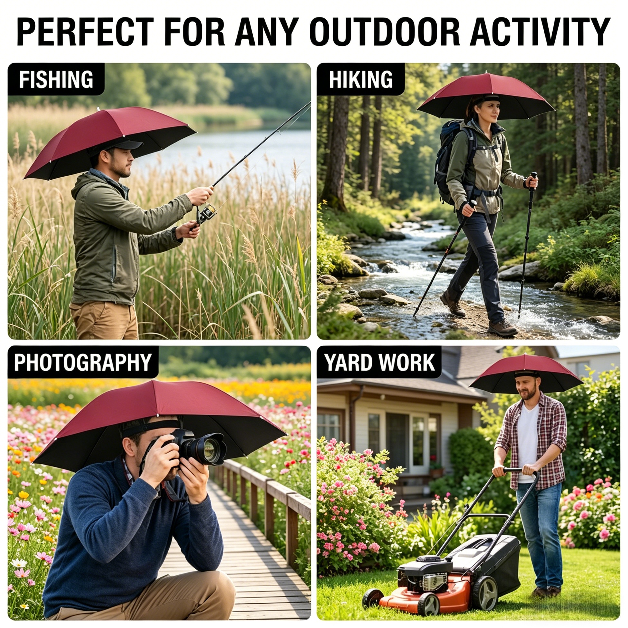 Head Mounted Umbrella Cap, Com - đánh giá và giá Smart Garden Umbrella