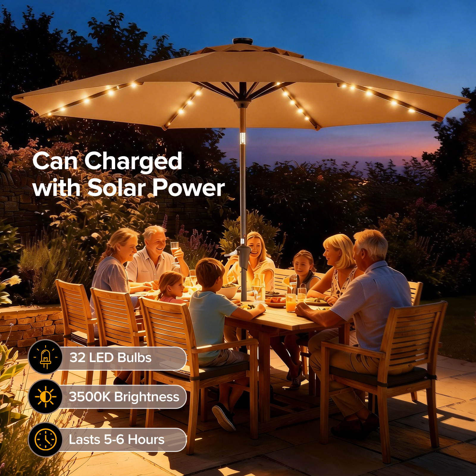 JHK 10FT with 32 LED Lights So - đánh giá và giá Smart Garden Umbrella