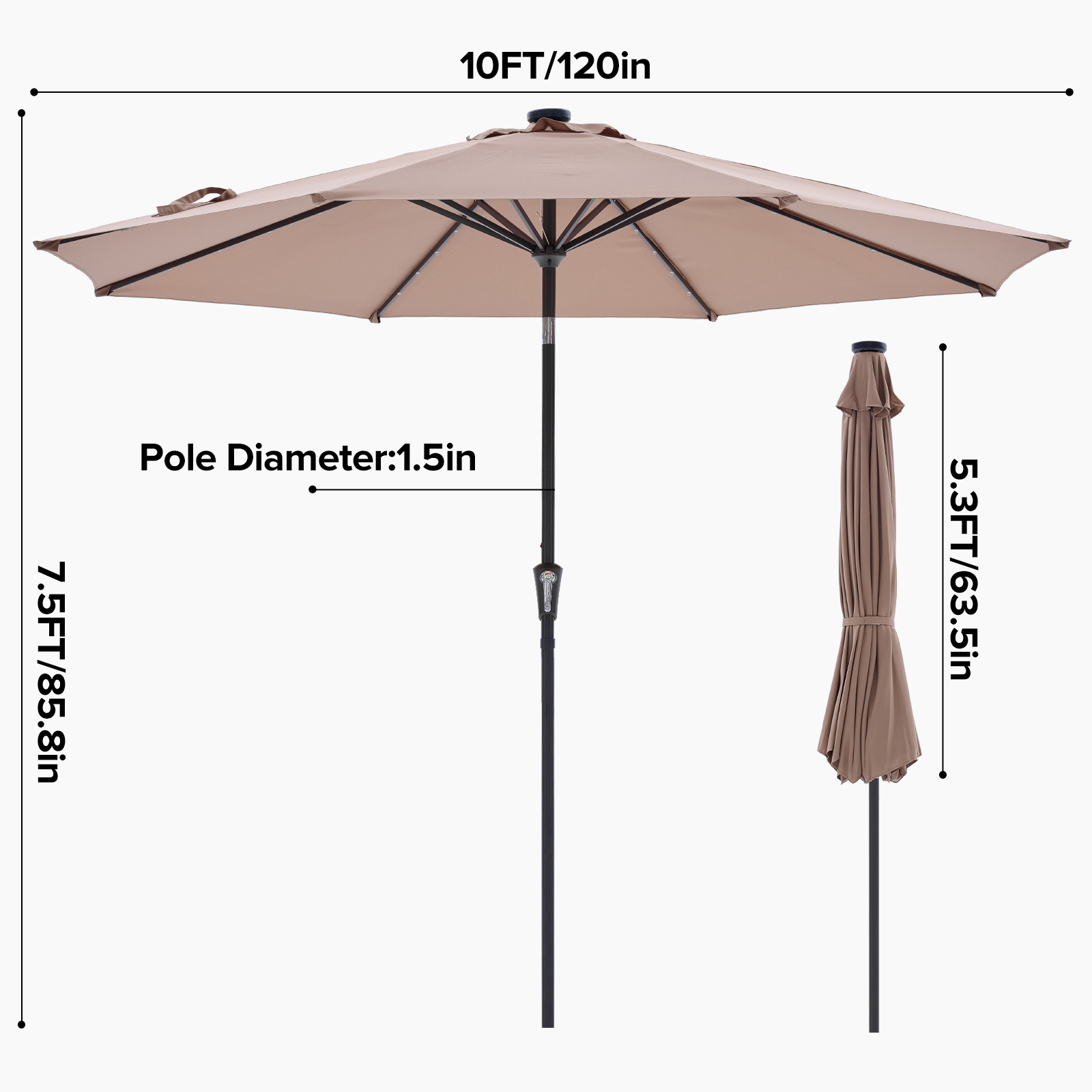JHK 10FT with 32 LED Lights So - đánh giá và giá Smart Garden Umbrella