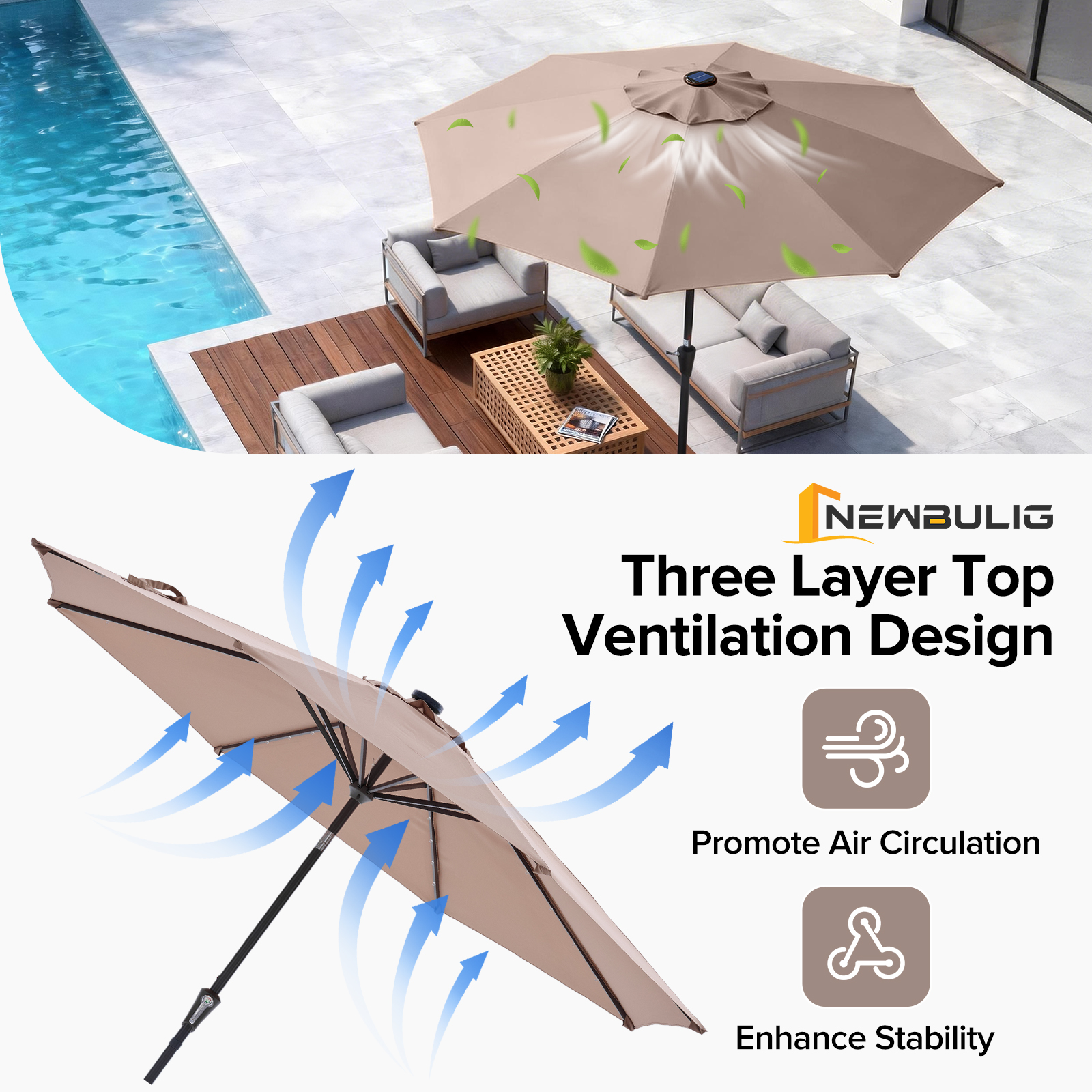 JHK 10FT with 32 LED Lights So - đánh giá và giá Smart Garden Umbrella