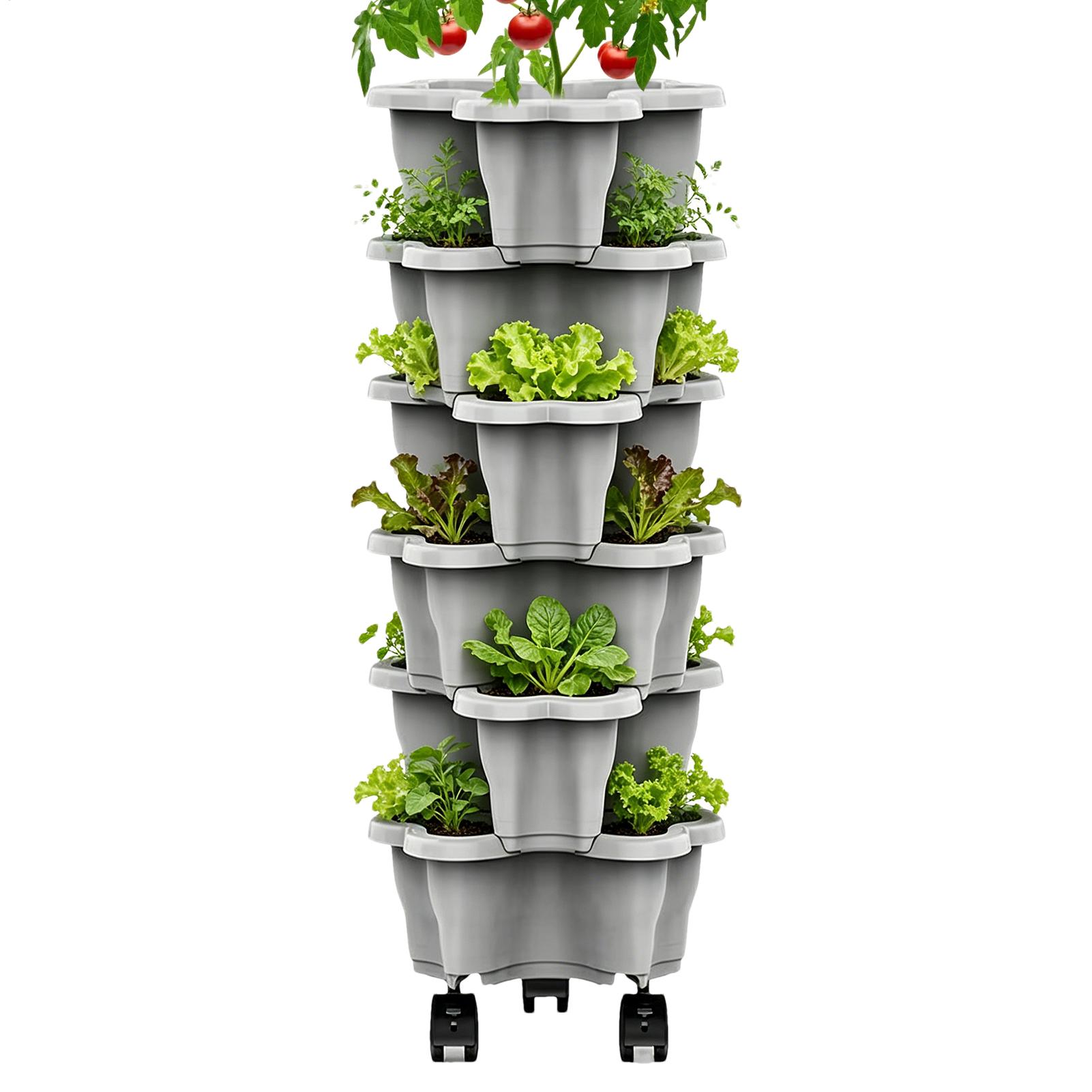 6-Tier Plastic Stackable Verti - đánh giá và giá Vertical Planter Tower