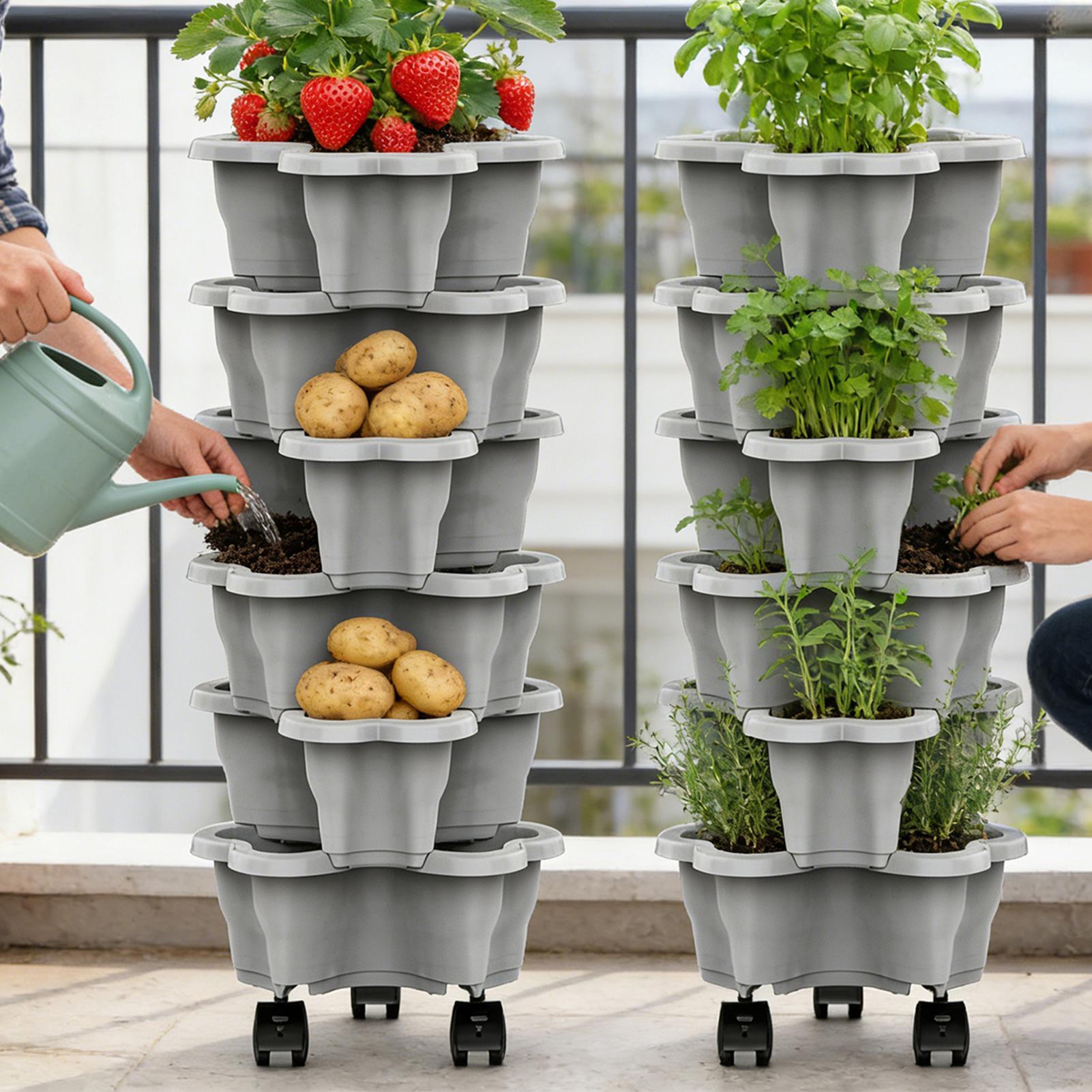 6-Tier Plastic Stackable Verti - đánh giá và giá Vertical Planter Tower