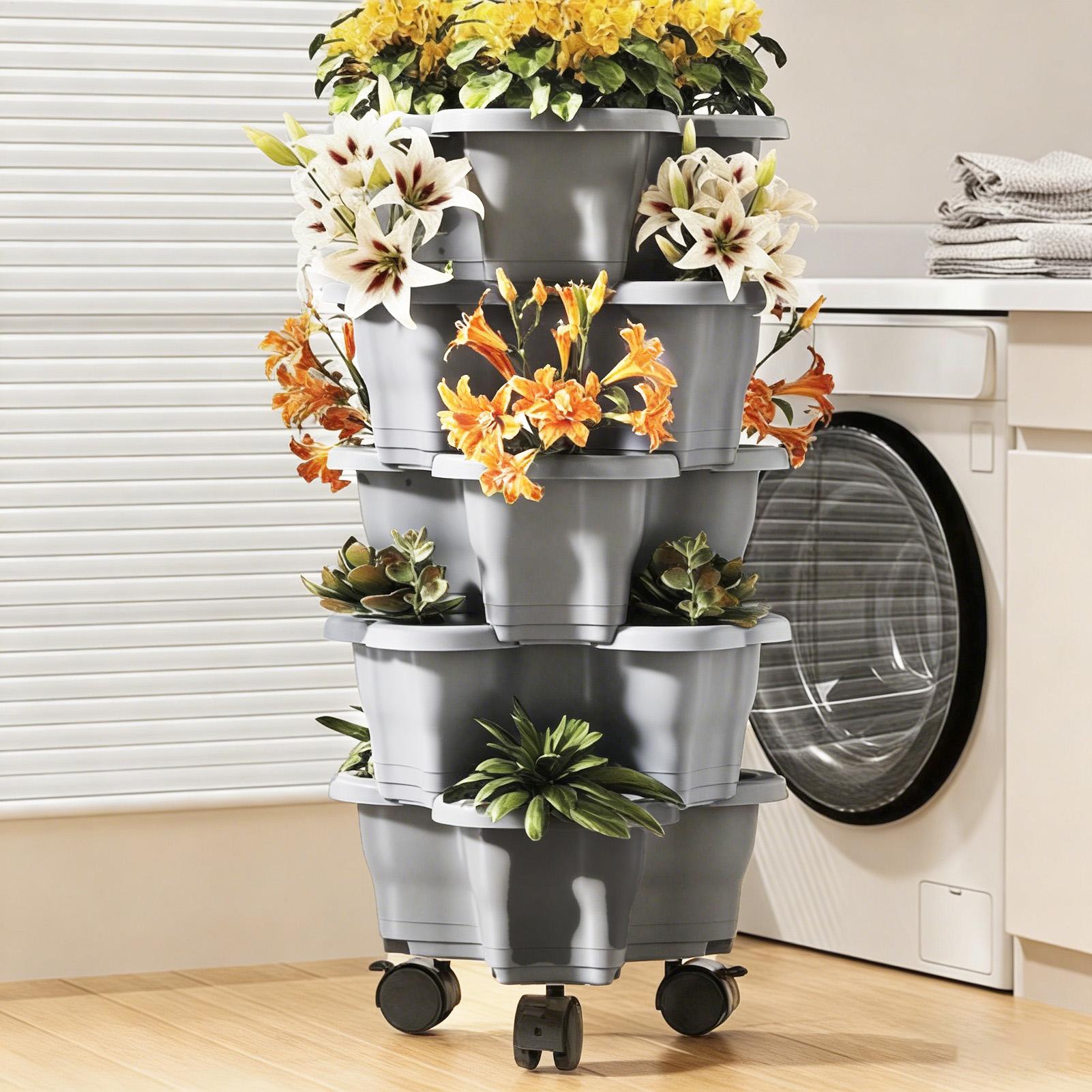 6-Tier Plastic Stackable Verti - đánh giá và giá Vertical Planter Tower
