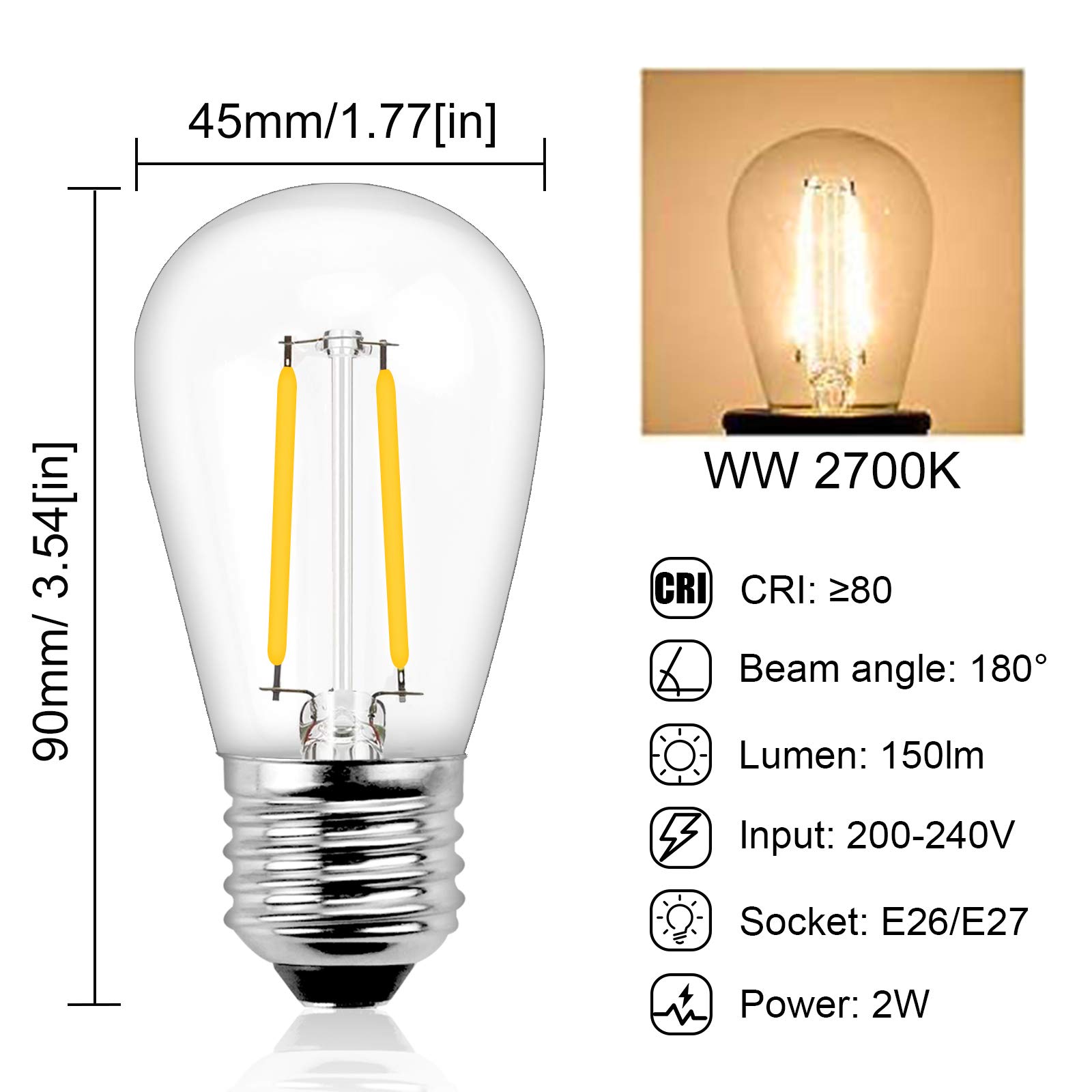S14 2W Led Filament Dimmable L - đánh giá và giá Smart Garden Umbrella