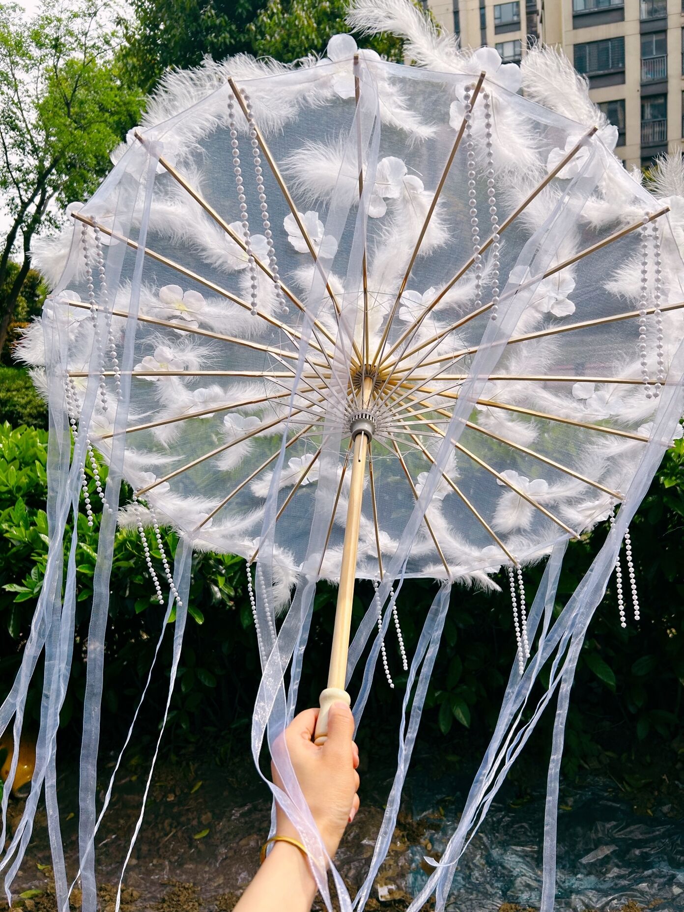 White Transparent Umbrella Han - đánh giá và giá Smart Garden Umbrella