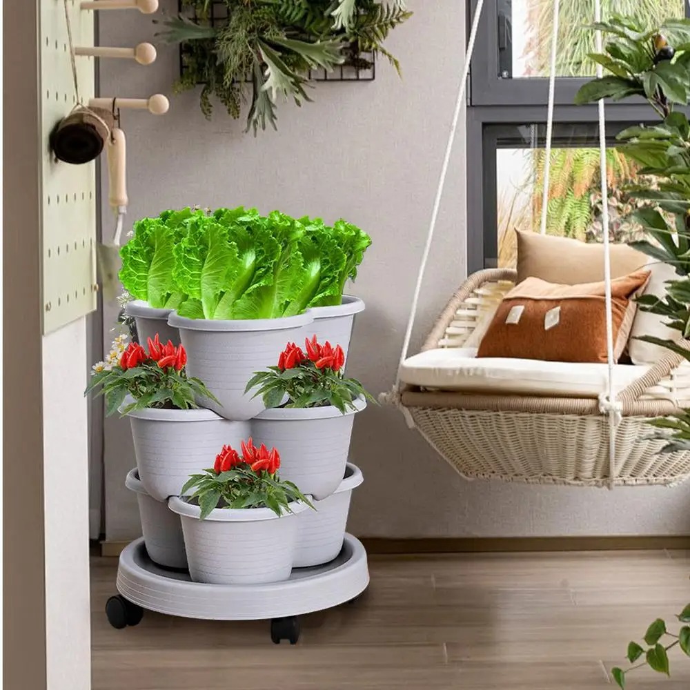 Vertical Tower Stackable Flowe - đánh giá và giá Vertical Planter Tower